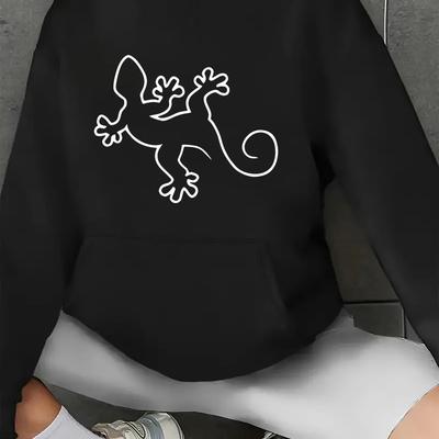 TEMU Women's Casual Hoodie With Print And Kangaroo Pocket, Long Sleeve Sweatshirt, Polyester Knit Fabric, Hooded Pullover For Fall/winter Image