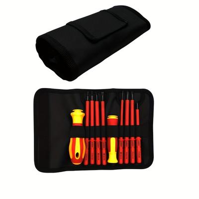 TEMU Screwdriver Set, Includes Flat And Phillips Heads, 10pcs In Total, Suitable For , Electricians And Industrial Maintenance Tools Image