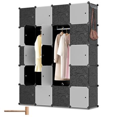 TEMU Diy Wardrobe With Door, Combination Cabinet, Clothes Storage, Clothes Rack For Bedroom, Dormitory, Sleeping - 20 Boxes Image