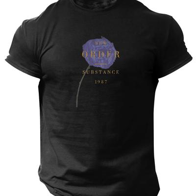 TEMU 1987 Print Men's Crew Neck Short Sleeve, Casual Daily T-shirt, Comfy Breathable Clothing For Summer Image