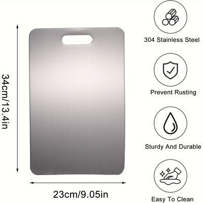 TEMU 1pc Premium Stainless Steel Double-sided Kitchen Cutting Board - Non-slip, Easy To Clean, Durable Surface For Vegetables, Fruits, Meats - For Contemporary Kitchens, Cutting Boards For Kitchen Image