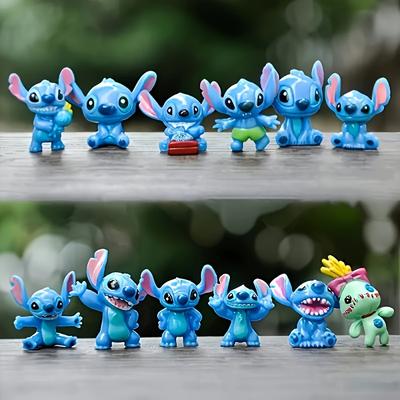 TEMU 12pcs Stitch Action Figures, Blue Miniature Cartoon Collectible Toy Set, Plastic Home Party Decorations, Ideal Christmas Gift Image