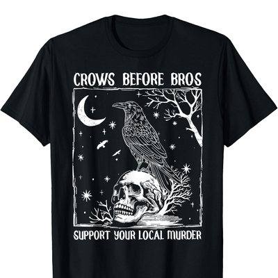 TEMU Before Murder Halloween Men's T-shirt - Soft Cotton, Breathable, Short Sleeve, Casual & Sporty, , Diy Graphic Design With & Skull Print, Black Image
