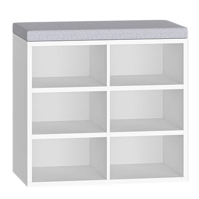 TEMU Shoe Bench, Shoe Rack With Seat, Bench With Storage Space, Cushion, 6 Compartments, 30 X 60 X 52.7 Cm, Adjustable Shelves, For Living Room, Hallway, Bedroom, White-grey Image