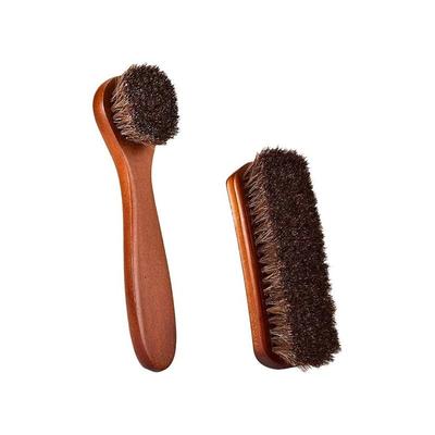 Ersandy - Schuhbürste, 2 Stück Schuhbürsten mit natürlichen Rosshaarborsten + kleine hochglänzende Image