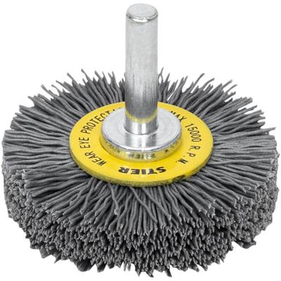 Stier - Rundbürste Scheibenbürste, 26 mm, für Bohrmaschine Geradschleifer, 6 mm Schaft, Drahtstärke Image
