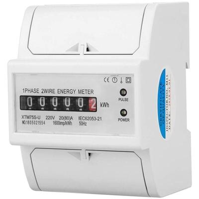 KWh-Zähler, elektronischer 2-Leiter-Stromzähler, einphasiger Stromzähler, DIN-Schienen-Stromzähler, Image