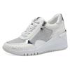 Keilsneaker MARCO TOZZI, Damen, Gr. 42, silber (weiß, silberfarben), Lederimitat, Textil, kontrastfarbene Details, sportlich, Schuhe, Freizeitschuh, Halbschuh, Schnürschuh in veganer Verarbeitung
