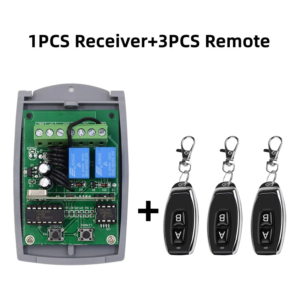 433 MHz DC 12 V-24 V 2CH Relais Modul Empfänger EV1527 Drahtlose Fernbedienung Schalter für Garage Tor motor Licht Lampe DIY Image