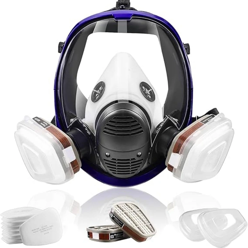 Vollgesichts-Atemschutzmaske mit Filter, beschlagfreie Linsen, die Gas, Staub, Dampf und Partikel verhindern Image
