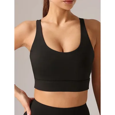 Fitfemme Women's Crisscross Back Sports Bra Tank Top - Mesh Panel, Breathable & Stylish - Ideal for Gym, Yoga and Fitness Workou