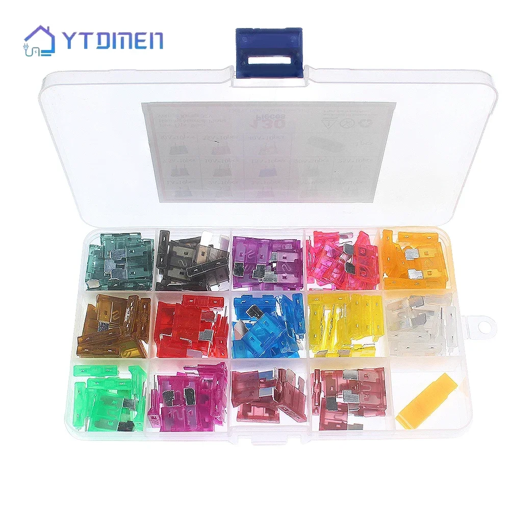 10/130PCS Medium Auto Sicherungen Blade 13 Werte Auto Sicherung Einsatz Kit 1A 2A 3A 4A 5A 7,5 A 10A 15A 20A 25A 30A 35A 40A mit Clip Image
