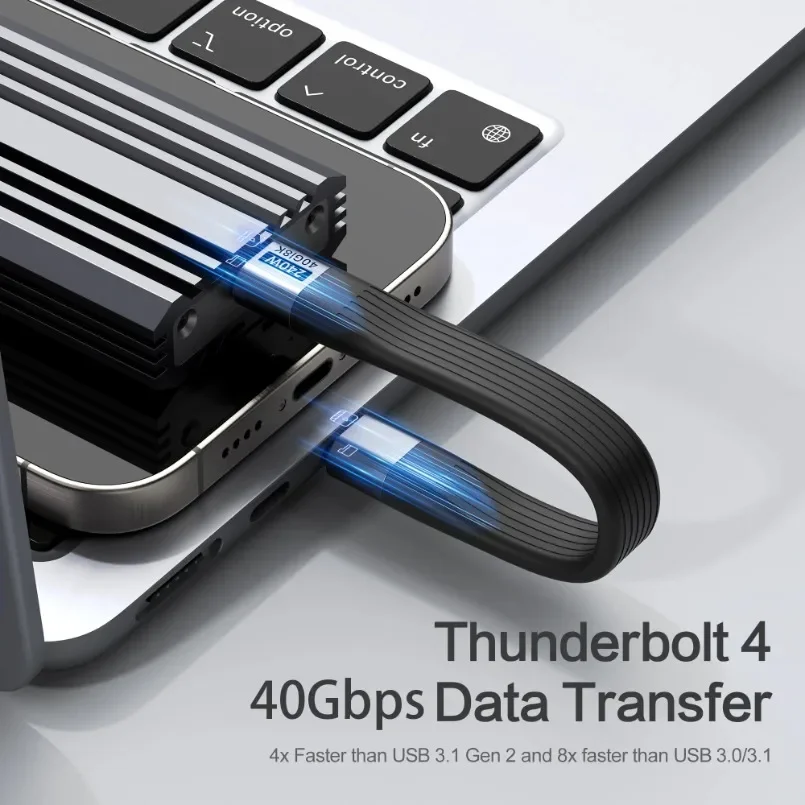 240 W USB-C-Ladekabel für iPhone 16 USB 4-Kabel Tragbarer Schlüsselanhänger 40 Gbit/s Datenübertragung Thunderbolt 4/3 8K bei 60 Hz Videoanzeige Image