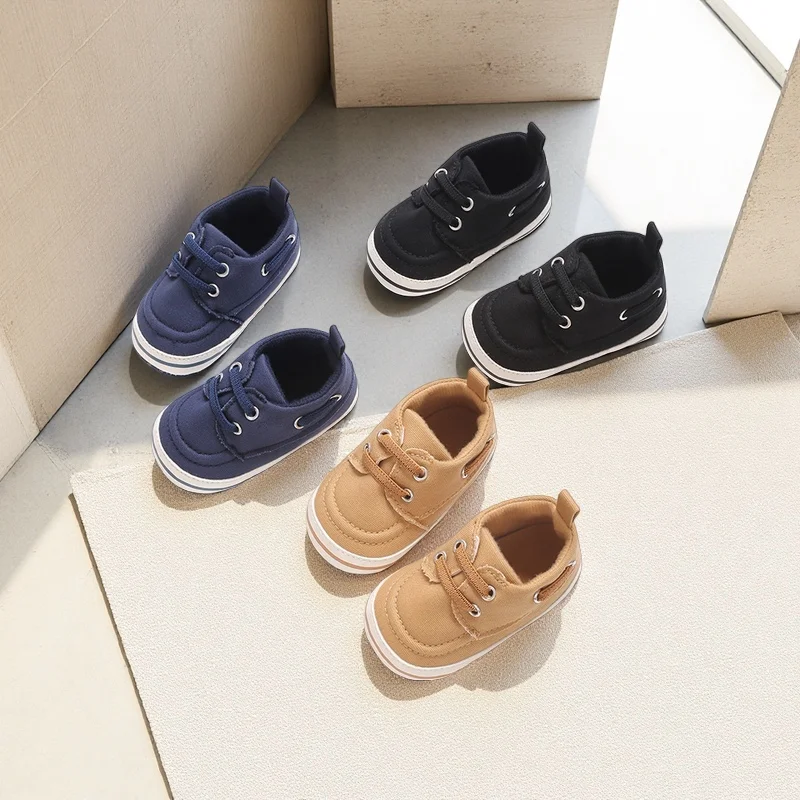 Babyschuhe Frühling und Herbst 0–18 Monate Canvas, weicher und bequemer weicher Boden, lässige Sportschuhe, Lernschuhe Image