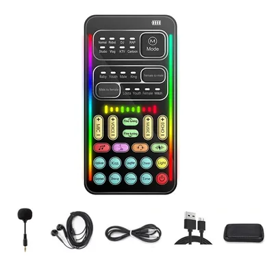 A15R -I9 Voice Changer Full Kit Multiple Audio Effect Bluetooth Live Sound Cards Ultra-Thin Portable