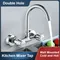Robinet mitigeur de cuisine mural, robinets de cuisine à Double poignée, robinet d'eau froide et chaude, robinet d'évier rotatif à 360 degrés, accessoires de cuisine