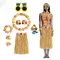 Set da festa hawaiana 8 pezzi Costume da spiaggia Luau con gonna in erba con fascia Lei per donne e