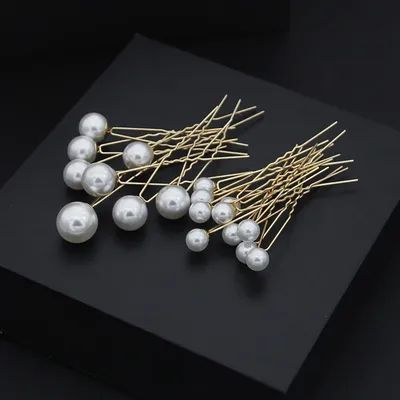 Luxury Imitation Pearls U-shaped Pin Metal Barrette Clip Hairpins Bridal Tiara Hair Accessories