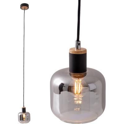 NÄVE Pendelleuchte "Fumoso", schwarz, Ø 13,00cm H: 120,00cm, Lampen, Glasschirm dunkel getönt (rauchoptik) 1xE14 Höhe 120cm schwarz natur Image