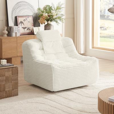 Oversize Fabric Swivel Chair with Head pillow
