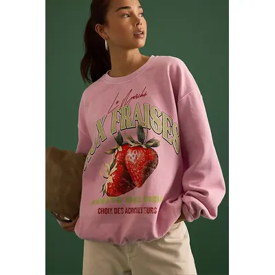 By Anthropologie Aux Fraises Graphic Sweatshirt
