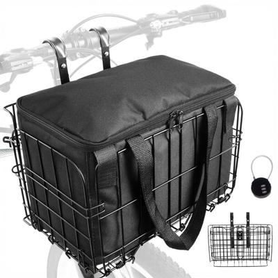 Boudech - Cargo - Klappbarer Fahrradkorb mit faltbarer Metalltasche Schwarz Image