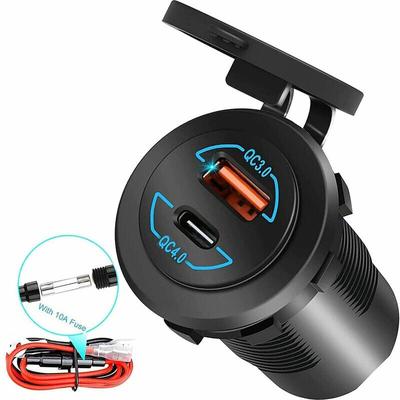 12-V-USB-Buchse, Quick Charge 4.0 PD Typ C und Quick Charge 3.0 USB-Ladebuchse, 12 V/24 V Image