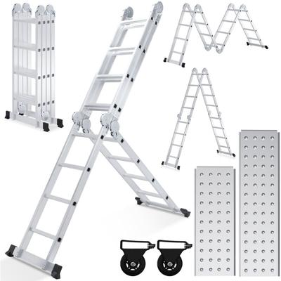 Swanew - Multifunktionsleiter Aluminium,Mehrzweckleiter 470cm, 6 in 1 Klappleiter mit 2 Rollen und Image