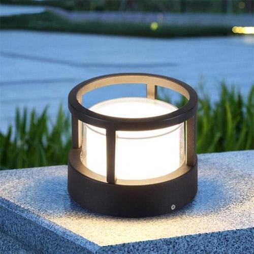 Solarlampe, europäische runde Rasenlampe, Außensäulenleuchte, wasserdicht, Außenbeleuchtung,