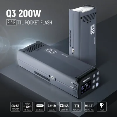 NEEWER Q3 200Ws 2,4G TTL Flash (2. Version), 1/8000 HSS Strobe Licht Fotografie Monolight Licht Für Nikon Canon Sony Kamera