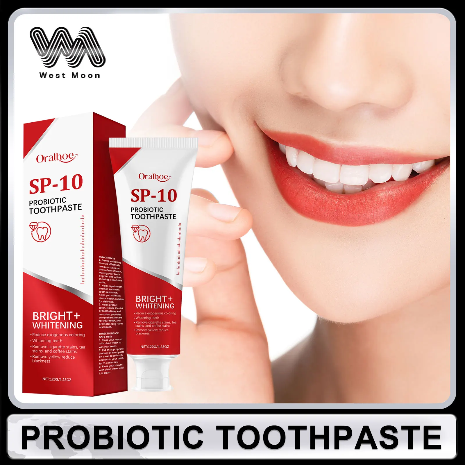 Oralhoe Sp 10, probiotische Zahnpasta, aufhellend, entfernt Zigarettenflecken, Teeflecken und Kaffeeflecken, frischer Atem, Mundhygiene Image