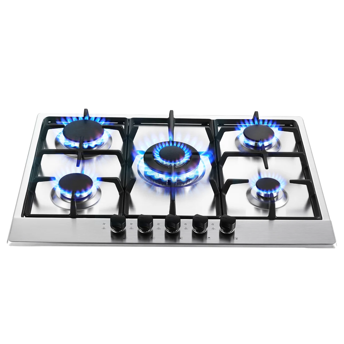 68 cm 5-Brenner-Gaskochfeld, Edelstahl-Gaserd, automatischer Flammenschutz und Doppelkraftstoff (Erdgas/LPG), 10460 W Pro Line, eingebauter/Ständer Image