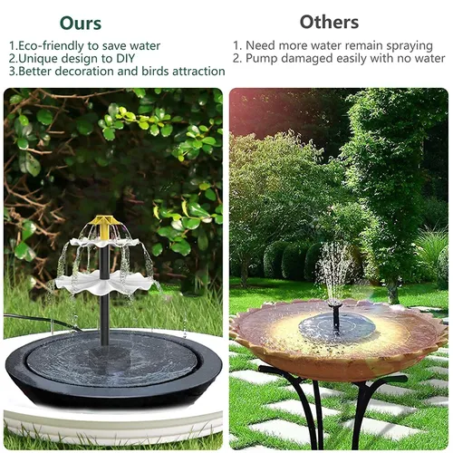 Vogelbad 3-stufig mit Solarpumpe, DIY-Solarbrunnen abnehmbar und geeignet für Vogelbad