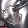 Vintage rosa glänzende Hello Kitty Ohrringe für Frauen Kawaii Kristall Ohrringe Hello Kitty