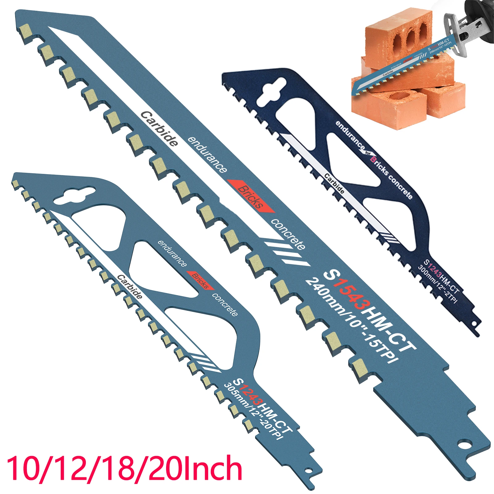 10/12-20 Zoll Säbelsägeblätter Säbelsäge Multi Sägeblätter Schneiden Legierung Stahl Ziegel Beton Elektrowerkzeuge Zubehör Image