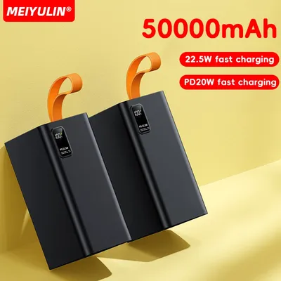 50000 mAh Große Kapazität Power Bank 20000 mAh Tragbare USB C Schnelle Lade Mobile Externe Ersatz Batterie Für iPhone Samsung Xiaomi