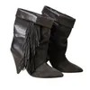 Cowboy-Westernstiefel mit Quaste und konischem Absatz für Damen, Winter, 2022, modische Damenstiefel, Stiefeletten mit hohem Absatz, Damenschuhe, große Größe