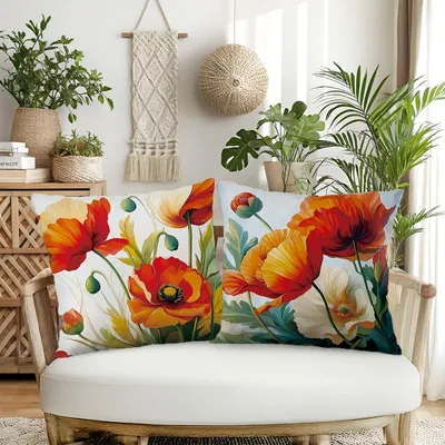 1-teiliger Blumen-Kissenbezug, geeignet für Party- und Feiertagskissenbezug, Landhausstil, Polyester-Kissen mit Reißverschluss Image
