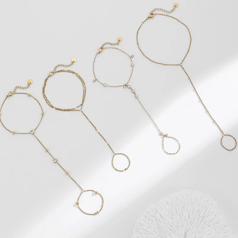 Loe | Trendy Edelstahl Zirkon Perlen Finger Kette Frauen Mode Chic Sexy Schmuck Großhandel Geschenk Image