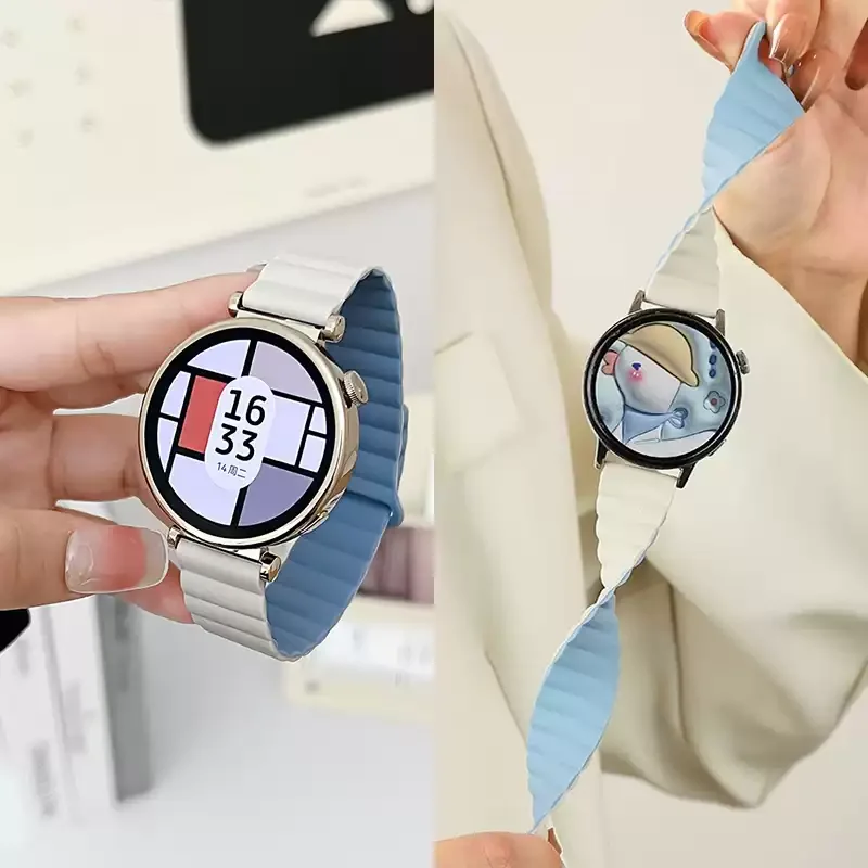 Magnetschlaufe für Samsung Galaxy Watch 7/FE/6/5 Pro/4/Classic/Active 2 20 mm 22 mm Band Silikon-Gliederarmband Huawei GT 3-4 Armband Image