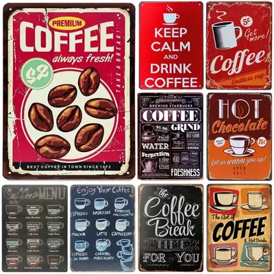CoffeeVintageNest Plakette Metallschild – „Drink Coffee“ – Vintage-Eisengemälde und Kunstposter – perfekt für Bar-, Garten- und Clubdekoration Image