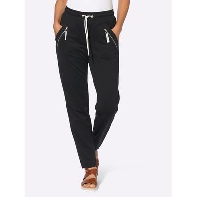 Schlupfhose CASUAL LOOKS, Damen, Gr. 36, Normalgrößen, schwarz, 76% Polyester, 20% Viskose, 4% Elasthan, unifarben, lang, Hosen Image