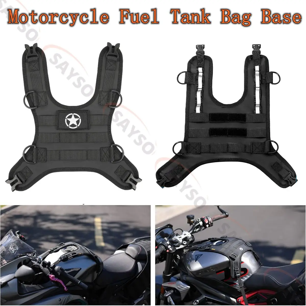 1x borsa da serbatoio per carburante per moto, gilet base, kit di montaggio per borse da serbatoio per moto portatili per pacchetto serbatoio carburante universale per moto fuoristrada