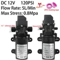 Pompe à membrane haute pression DC12V 120PSI 60W 5L/Min, Mini pompe électrique auto-amorçante, Machine à laver à eau, pulvérisation de pesticides