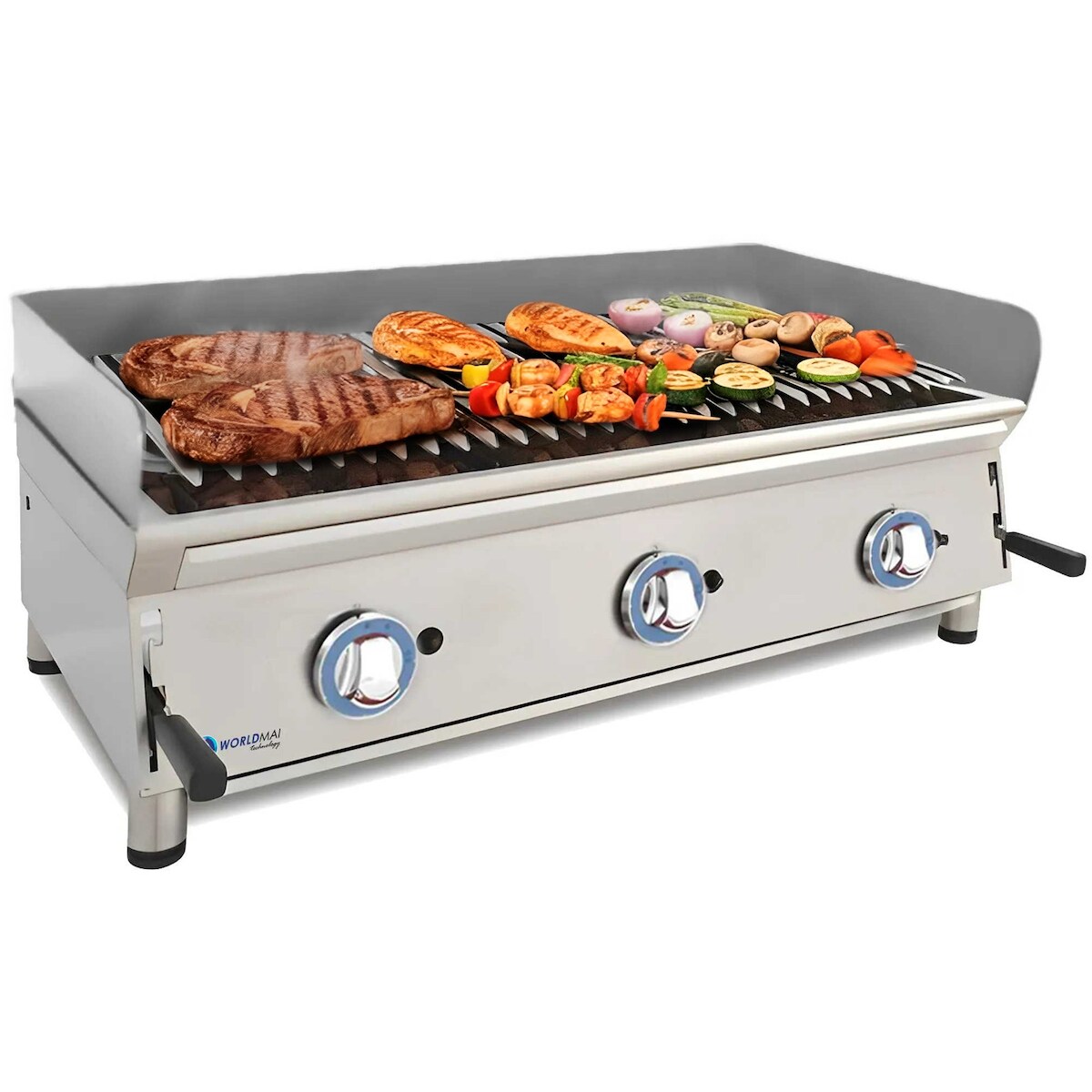 LUX WORLDMAI Lavastein-Gasgrill 100 cm. INOX-Tischgrill für Bar, Restaurant und Gastronomie. Image