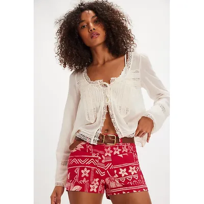 Retro Printed Mini Short at Free People in Red Combo, Size: Small