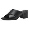 Pantolette MARCO TOZZI, Damen, Gr. 38, schwarz, Lederimitat, unifarben, elegant, Schuhe, Blockabsatz, Sommerschuh, Schlappen mit gekreuzter Bandage
