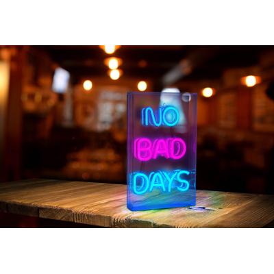 NÄVE LED Dekolicht "NO BAD DAYS", transparent, 1 flammig, H: 18,00cm,, Lampen, Schriftzug beleuchtet blau rot, Tisch- Wandfunktion, transparent, USB Image