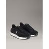 Sneaker CALVIN KLEIN JEANS "RUNNER LACEUP MG NYLON MIX", Damen, Gr. 38, schwarz-weiß (schwarz, weiß), Textil, Veloursleder, Glattleder, unifarben mit Farbeinsatz, sportlich, Schuhe, Schnürschuh, Halbschuh, Runner-Sneaker mit rosefarbenen Akzenten