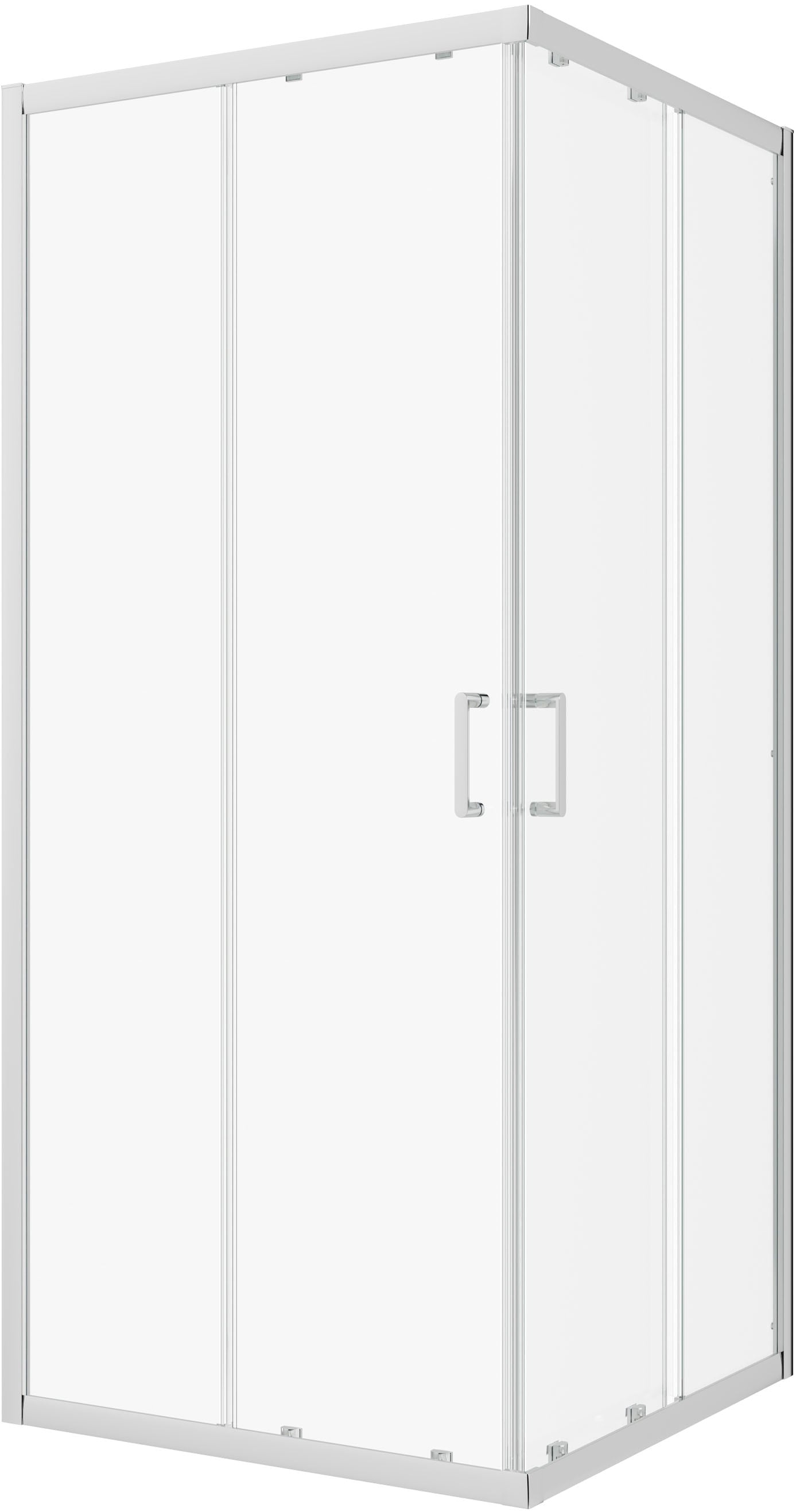 Eckdusche WELLTIME "New Trento", grau (chromfarben), B:70cm H:195cm T:70cm, Duschkabinen, Extrahohe 195cm, verbessertes Rollensystem